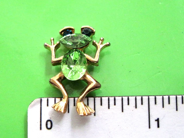 FROG with GREEN rhinestone - hat pin , lapel pin , hatpin GIFT BOXED