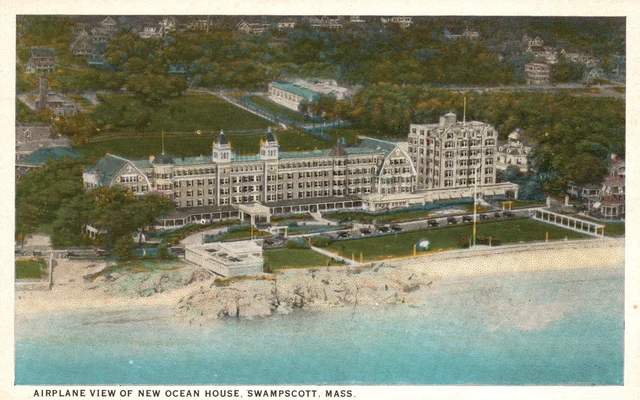 Vintage Postcard Airplane View New Ocean House Building Swampscott Massachusetts