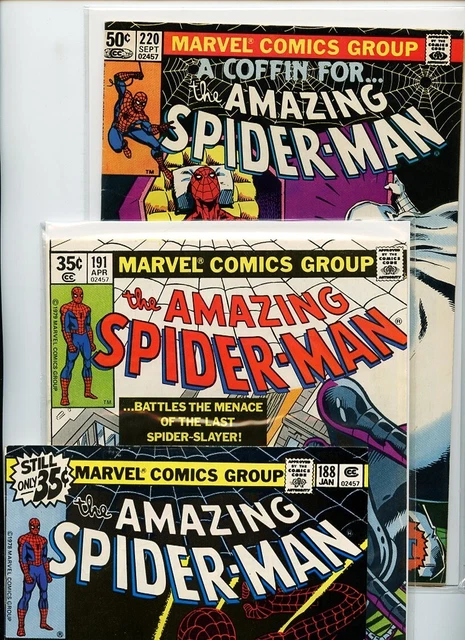 The Amazing Spiderman #188, #191, and #220 Marvel Comics Lot of 3 Books