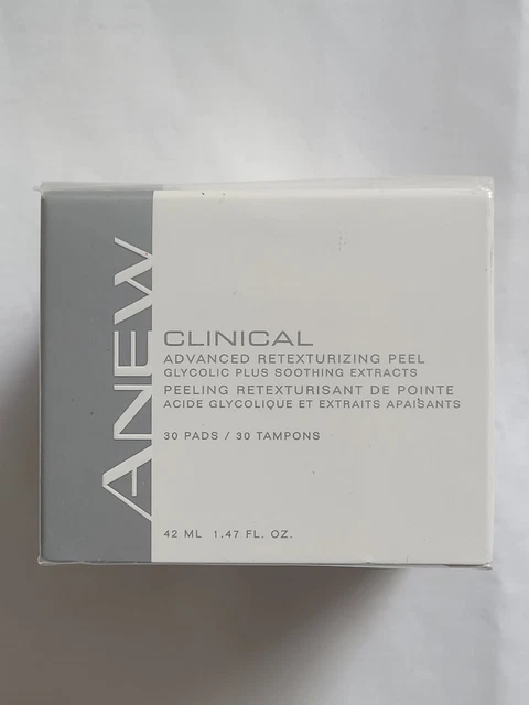 PEELING RETEXTURIZANTE AVANZADO GLICÓLICO avanzado Avon ANEW Clinical 1,47 oz 30 almohadillas NUEVO DE NUEVO [21]