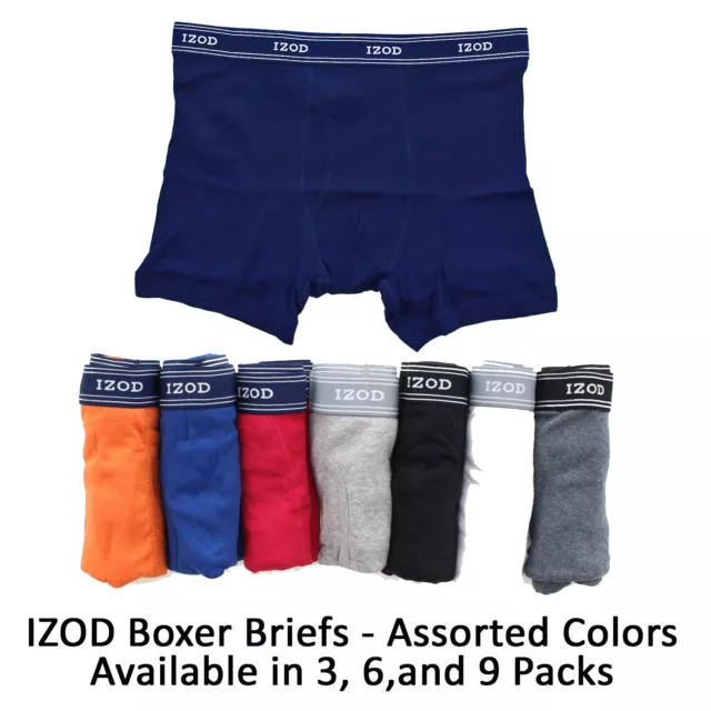 IZOD MEN'S 100% Cotton Tagless Knit Boxer Brief Underwear Assorted