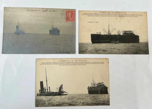 2 CPA And 1 Photo Card le Croisic L 'Wreck of / The Laos