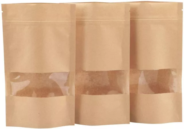 Kraft Paper Bag / Window Stand Up Pouch Zip Lock Resealable Heat Seal Display