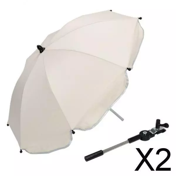 2X Baby Stroller Kids Pram Pushchair Sun Rain Protector Umbrella Canopy White