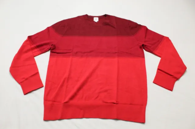 Gap Men's L/S Crewneck Cotton Ombre Rib-Knit Sweater AH4 Red Large NWT