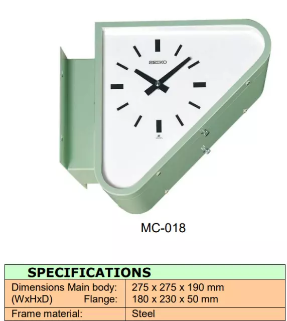 Seiko MC-018 Sekundär Sklave Uhr Dreieckige Doppel Faced Halterung Vintage Rare 3