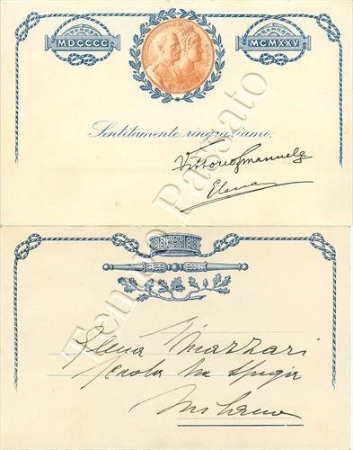 Cartolina 25° anno dall'incoronazione di re Vittorio Emanuele III di Savoia