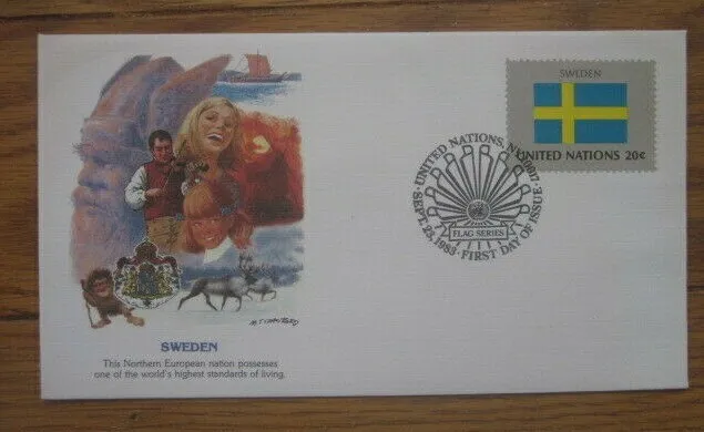 Sweden Flag Stamp 1983 Fleetwood Cachet Fdc Vf Unaddr
