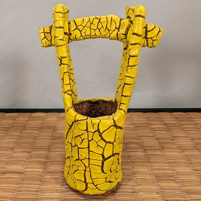 Japanese TOKONAME Ceramic Studio Pottery Mini Vase Yellow Teoke Water Bucket