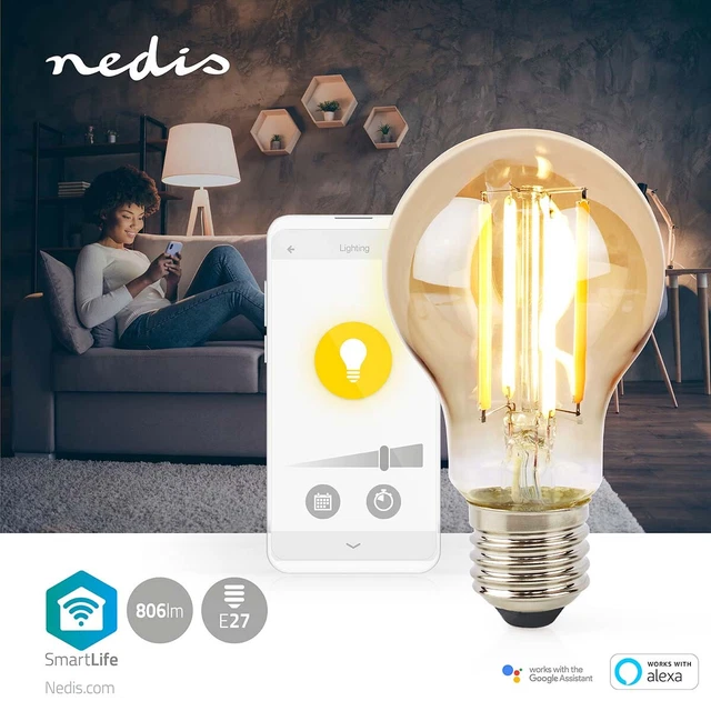 Smartlife LED Filament Lampe Wi-Fi E27 806 lm 7 W Warmweiss 1800 - 3000 K Glas A