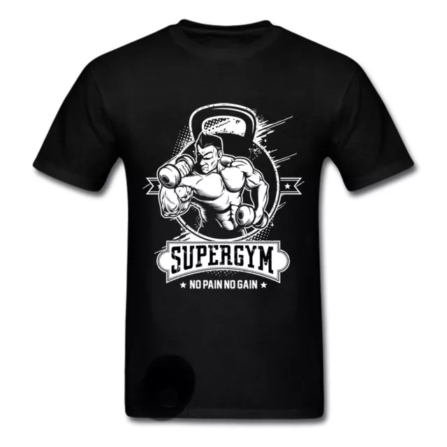 T-Shirt Stampata Maglietta/Maglia Cotone 100% Supergym Palestra Bodybuilding Hot