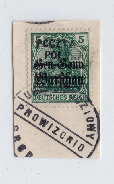 POLAND 1919 LOCAL ISSUE GRODZISK OVPT 5pf GG EXPERTIZED VERY FINE USED ON PIECE