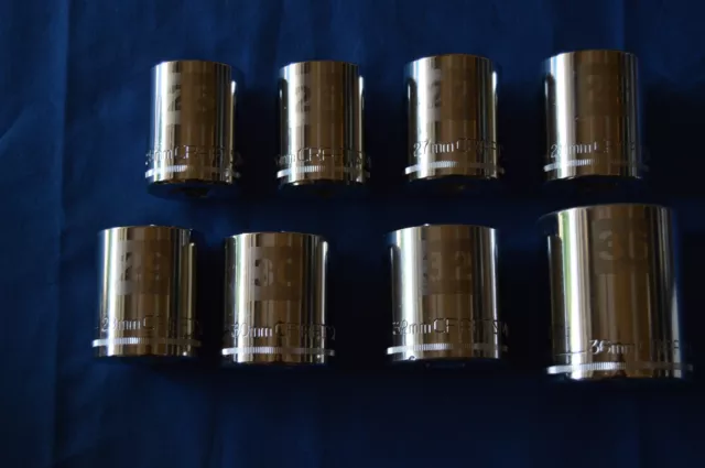 Craftsman 8 PC 1/2 IN Dr. Laser and Etch 12 PT 25-30 32,36 MM Metric Socket 617