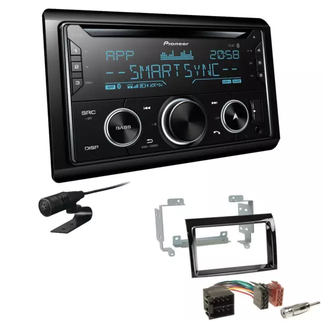 Pioneer Autoradio CD Bluetooth USB Einbauset für Peugeot Boxer ISO piano gewölbt