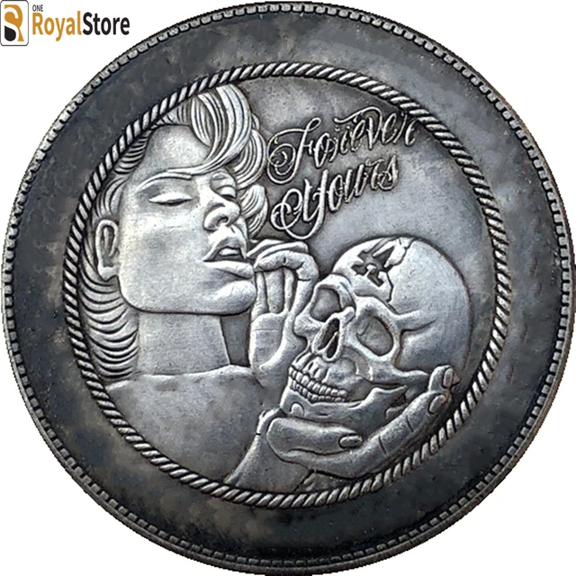hobo nickel coin love forever skull Coins Collectibles ENGRAVING ART gift