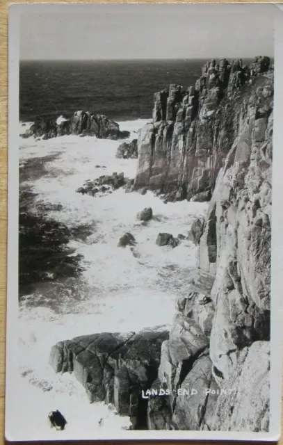 Cornwall. Rough Sea. Lands End Point postcard (First & Last House) 1930s