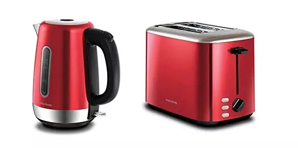 Morphy Richards Equip Red 1.7Litre 3Kw Kettle & 2 Slice Slot Toaster Pack Set