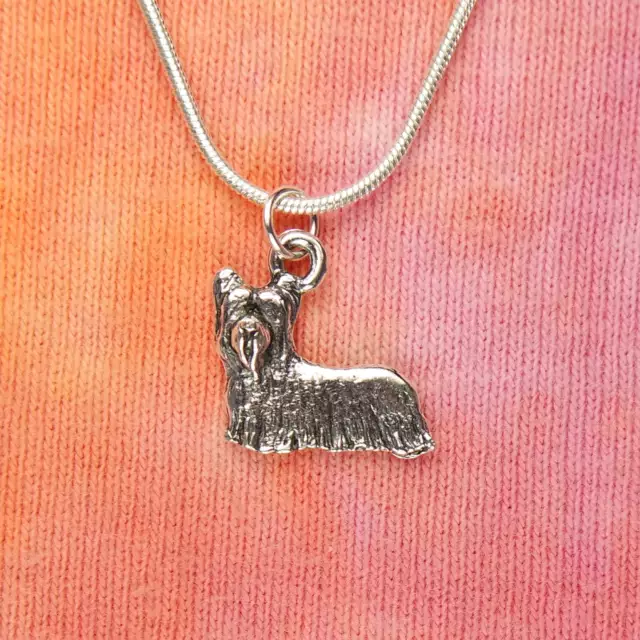 Skye Terrier Dog Necklace, Toy Breed Dog Charm Silkie Yorkie Yorkshire Terrior n