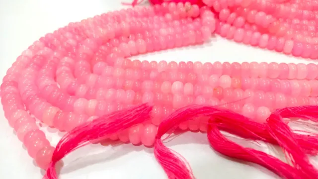Natural Doll Pink chalcedony Rondelle Plain Smooth Beads Sold Per Strand 8Inches