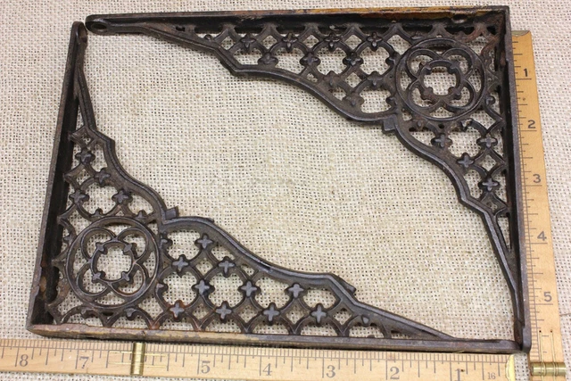 2 Old Shelf Support Brackets Braces 8 X 6” Vintage 1880’s Rustic Clover Lattice 3