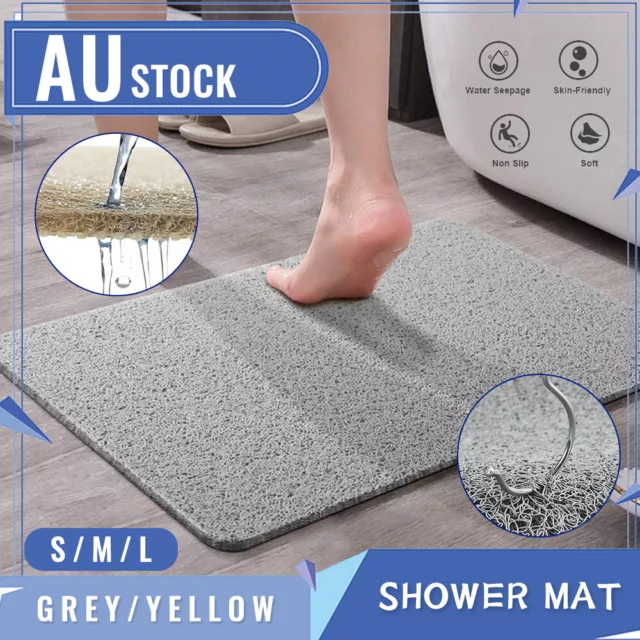 Shower Rug Anti Slip Loofah Bathroom Bath Mat Carpet Water Drains Non Slip AU