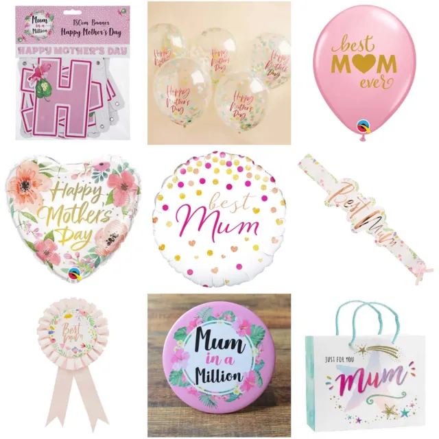 Mothers Day Decorations Foil Balloon Cards Gift Bag Banner Best Mum Sash