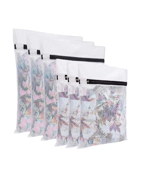 BAGAIL Set of 6 Mesh Laundry Bags with Zip Lock-3 Large & 3 Medium for