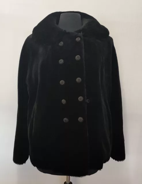 Vintage Faux Fur Jacket 'By Swansdown New York' Black, Warm Soft, Size Med/Large
