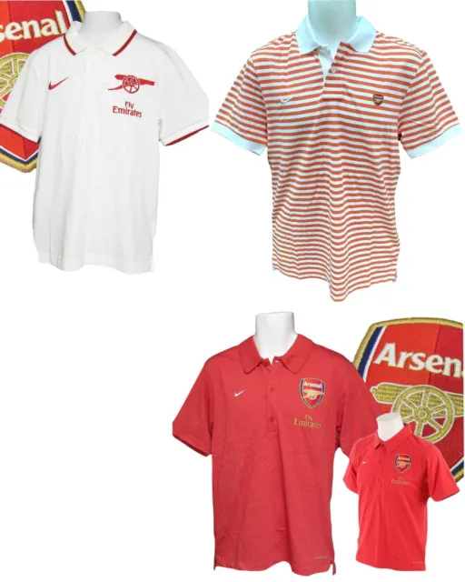 New Nike ARSENAL Football Club Mens Boys Polo Shirts Red White