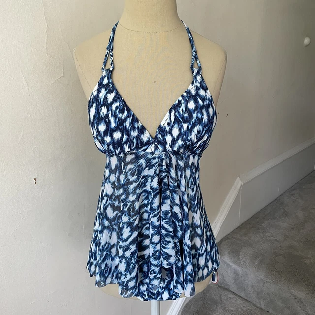 Blush Profile by Gottex Wild Blue Flyaway Apron Back Halter Tankini 2 Piece Suit