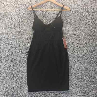 Haute Monde Women Dinner Dress Medium Black Lace Sleeveless Bodycon See True NEW
