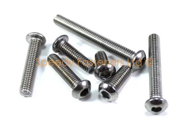 Stainless Steel Bolts m5 m6 m8 mm Button Allen Key A2 Screw Hex Socket Fixing