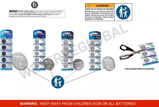 CR2032 CR2025 CR2016 CR2450 CR1616 3V Coin Button Lithium Battery PKCELL