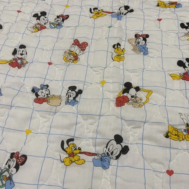 Vintage Disney Babies Quilted Crib Quilt Baby Blanket Quilted 41”x34.5” Mickey
