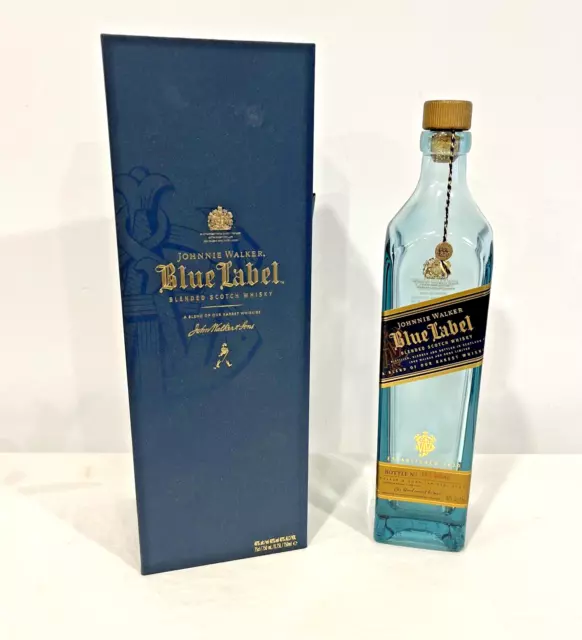 Johnnie Walker Blue Label Scotch Whiskey Original Box Case & Empty 750Ml Bottle