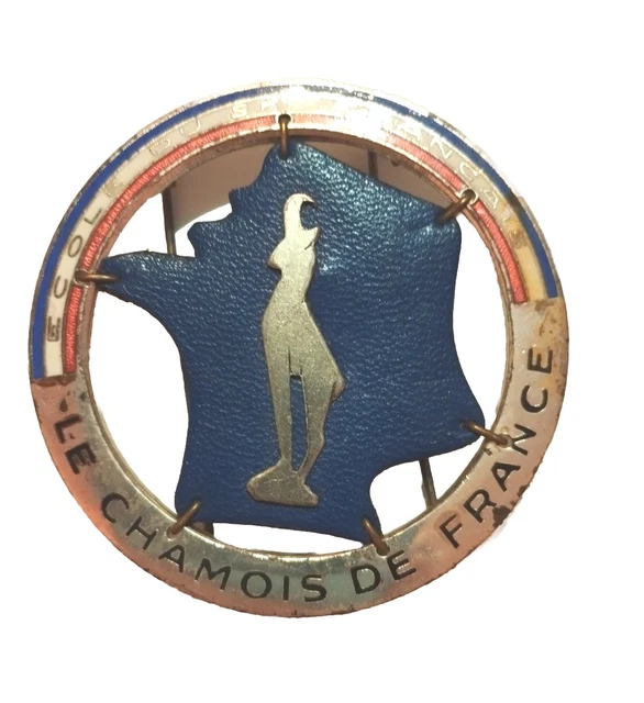 Insigne ancien ski Montagne ESF Ecole de ski français Chamois argent