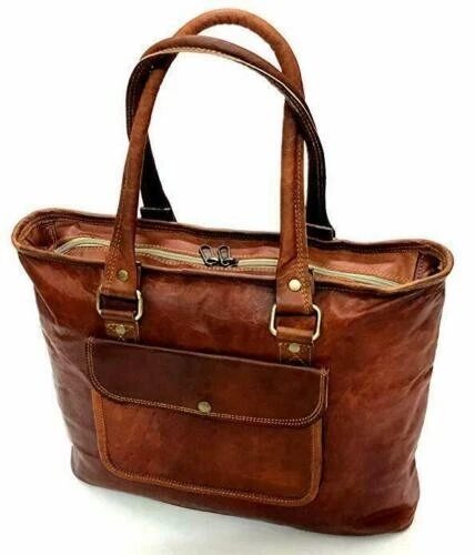 Handmade Vintage Brown Genuine Leather Shoulder Tote Handbag Satchel Bag Purse
