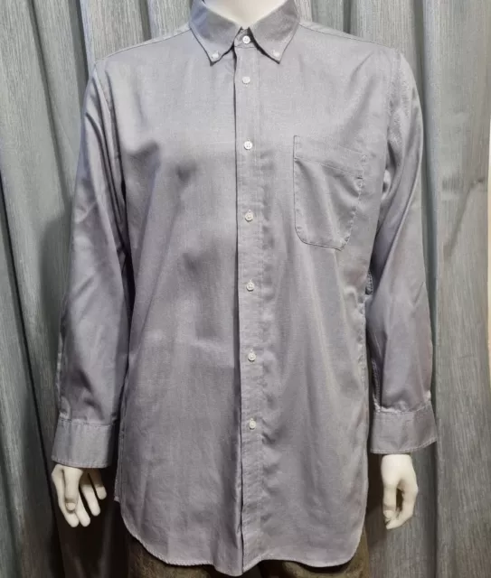 UNIQLO Mens Business Shirt XL Grey Long-Sleeve Collared Top Front Pocket