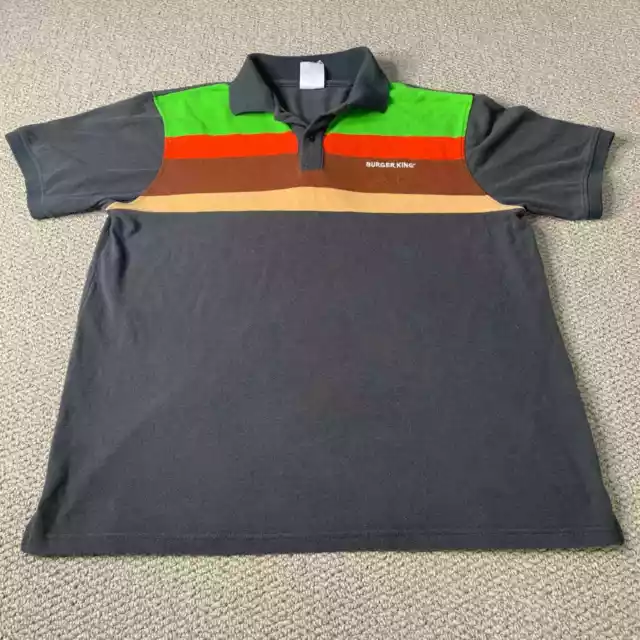 Burger King Black Retro Vintage Work Employee Uniform Polo Unisex Shirt Lrg  New
