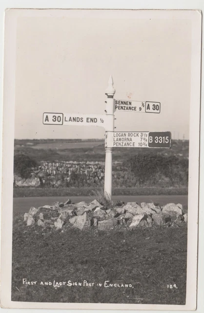 Cornwall;1st & Last Signpost In England, Lands End, 124 PPC Unposted, c 1930's