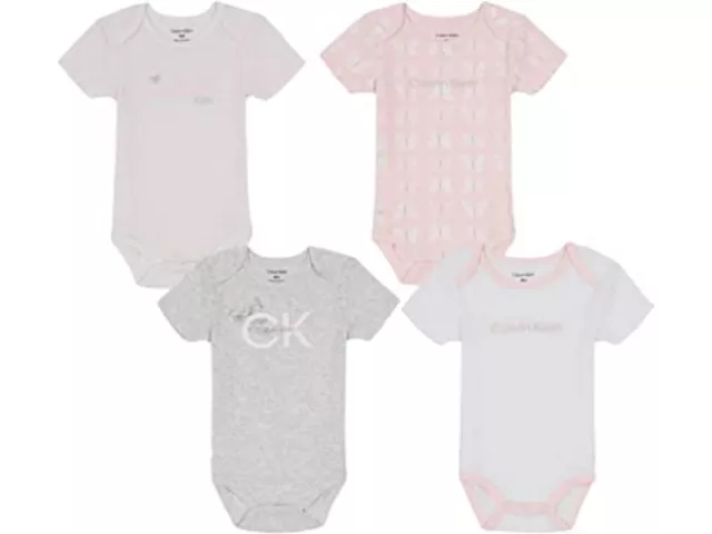 Calvin Klein Girls 4 Pieces Pack Bodysuit Size 0/3M, 3/6M, 6/9M, 12M, 18M