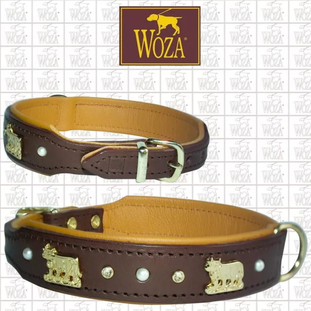 Premium Hundehalsband Vollleder Kuh WOZA Lederhalsband Soft Rindnappa Collar EO