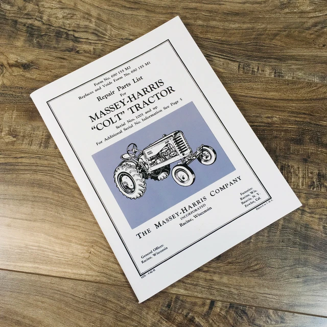 MASSEY HARRIS COLT Tractor Parts Repair Manual Catalog Assembly S/N