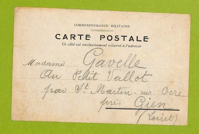 Militaria / Guerre War 14-18 / Carte Franchise Militaire