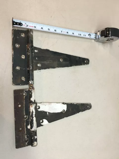 Vintage Pair Metal 12in long Barn Strap hinge