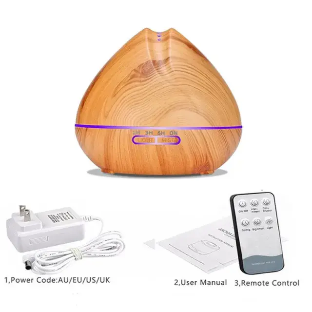 Ultrassonic Air Humidifier 550Ml Essential Oil Aroma Diffuser with Wood Grain Re