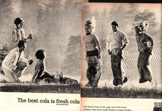 RC Cola Royal Crown 1964 Vintage Print Ad 21"x13.5" sack race go fresher c1