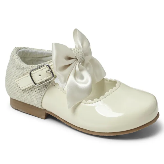 Girls Mary Jane Bow Shoes Spanish Style Sparkly Patent Kids Special Occasion