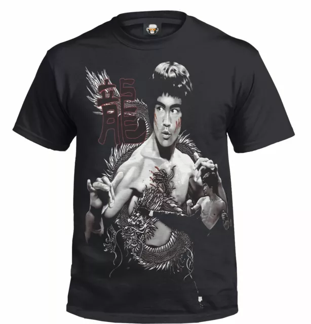 T-shirt nera Bruce Lee Dragon/Enter The Dragon/Arti marziali/Unisex/Gift/Top
