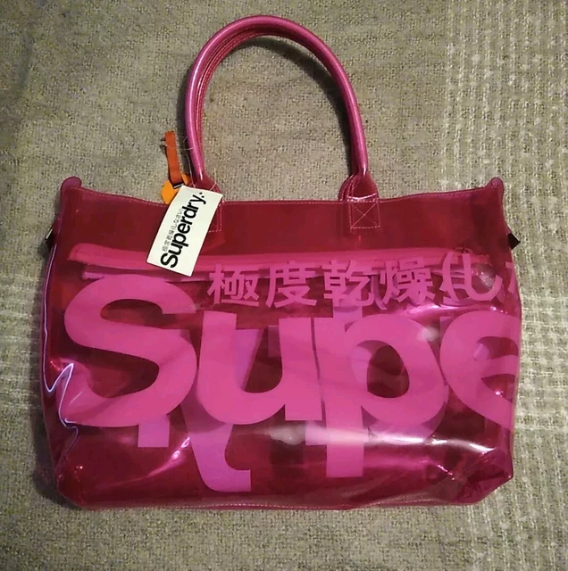 SUPERDRY JELLY WHOPPER Bag Shopper Tote Beach Neon Pink Transparent Zip Plastic 24.99 PicClick UK